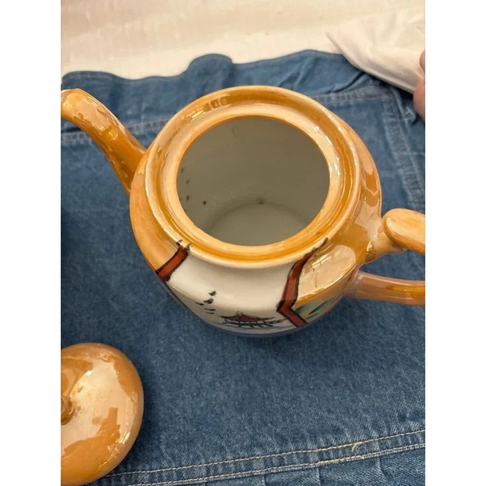 Vintage Japanese Luster Ware Biscuit Jar & Tea Pot Lot
